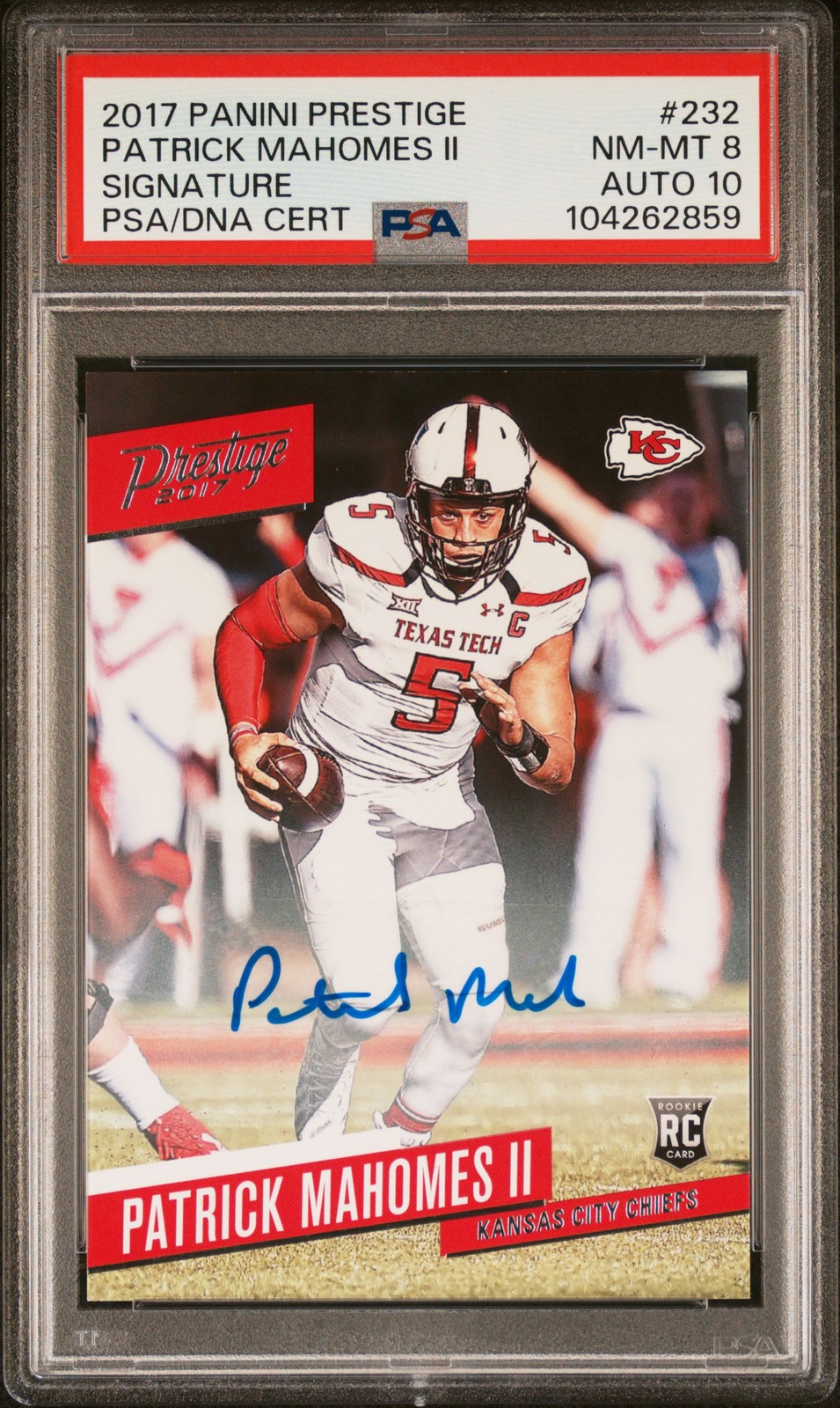 2017 PANINI PRESTIGE SIG #232 PATRICK MAHOMES II ROOKIE RC PSA 8 AUTO 10