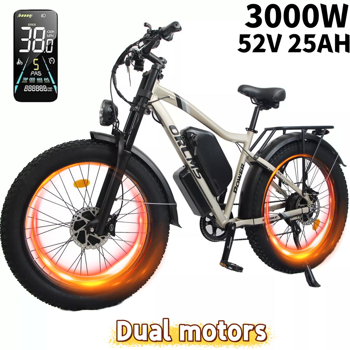 ORLMS MX500 2000W Dual Motor Adults Electric Bicycle 52V Fat tire