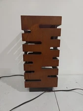 Mid-Century style Modern Danish Teak Walnut Wood Cut Outs Mod 24” Lamp