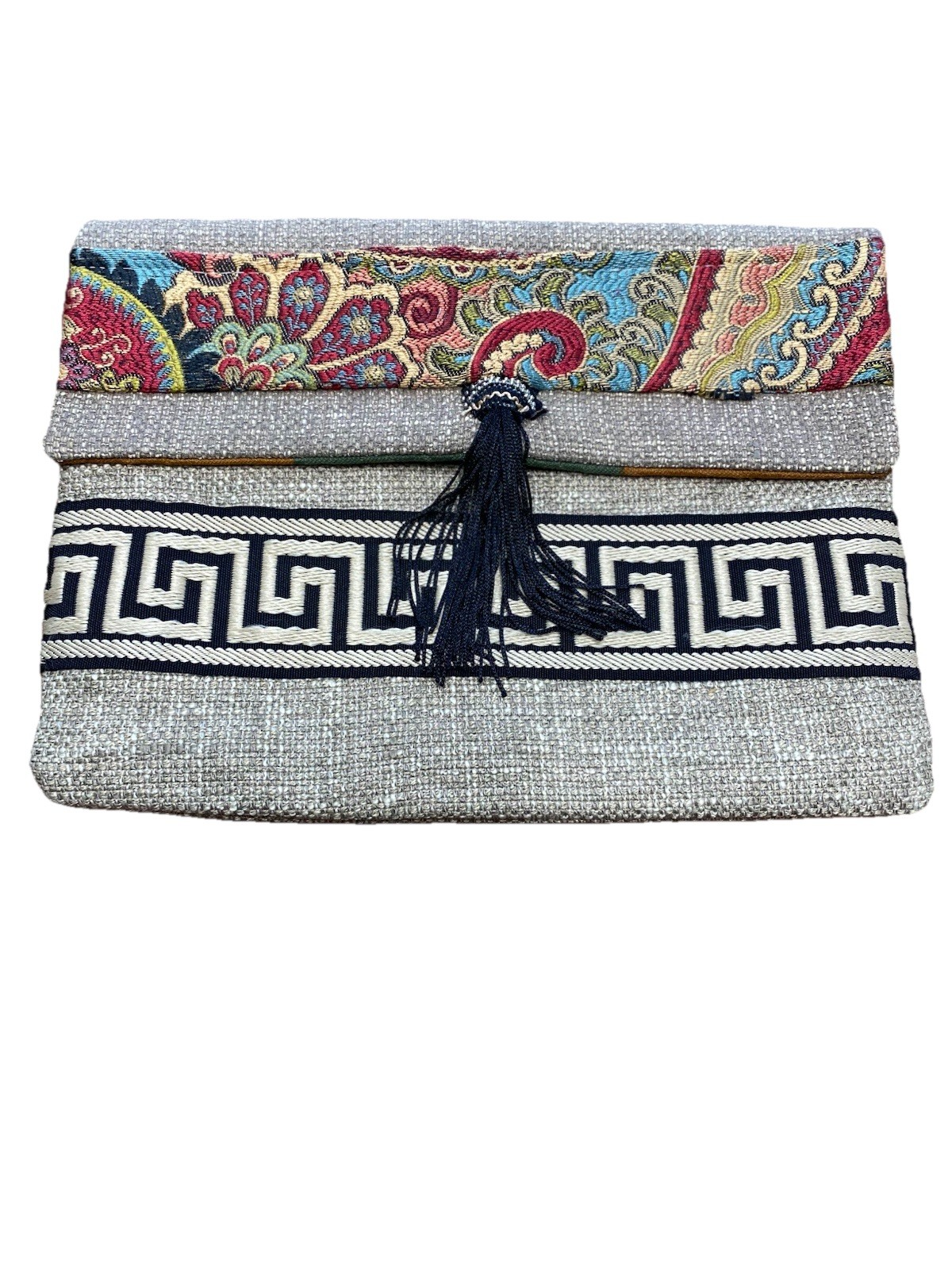 Ethenic Multicolored Patchwork Cloth Fold Over Cl… - image 9