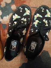 VANS Butterfly Floral Canvas Sneakers Black Lace Up Comfort Low Top