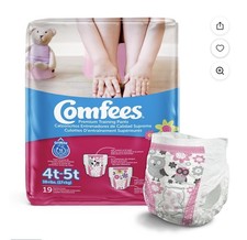 NIP COMFEES 4T-5T PREMIUM TRAINING PANTS PULLUPS 37 LBS PINK PK OF 19