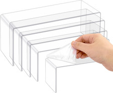5 Pcs Large Acrylic Risers, Clear Display Showcase Collectibles Display Shelf, R