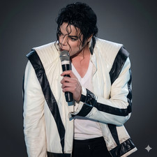 MJ Inspired White & Black Leather Jacket Vintage Concert Style Jacket Size Large
