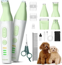 Dog Grooming Kit, 4 in 1 Pet Clippers for Grooming Supplies, Cordless Dog Paw Tr