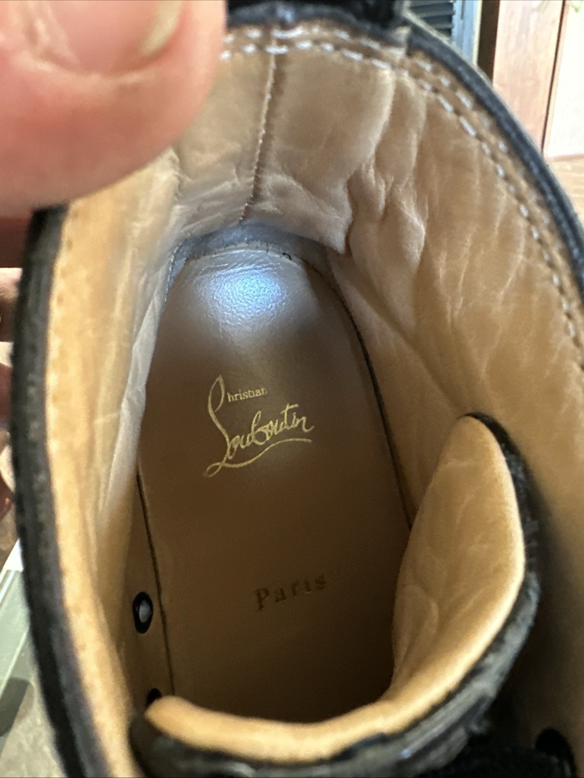 Christian Louboutin Black Python Pattern High Top… - image 5
