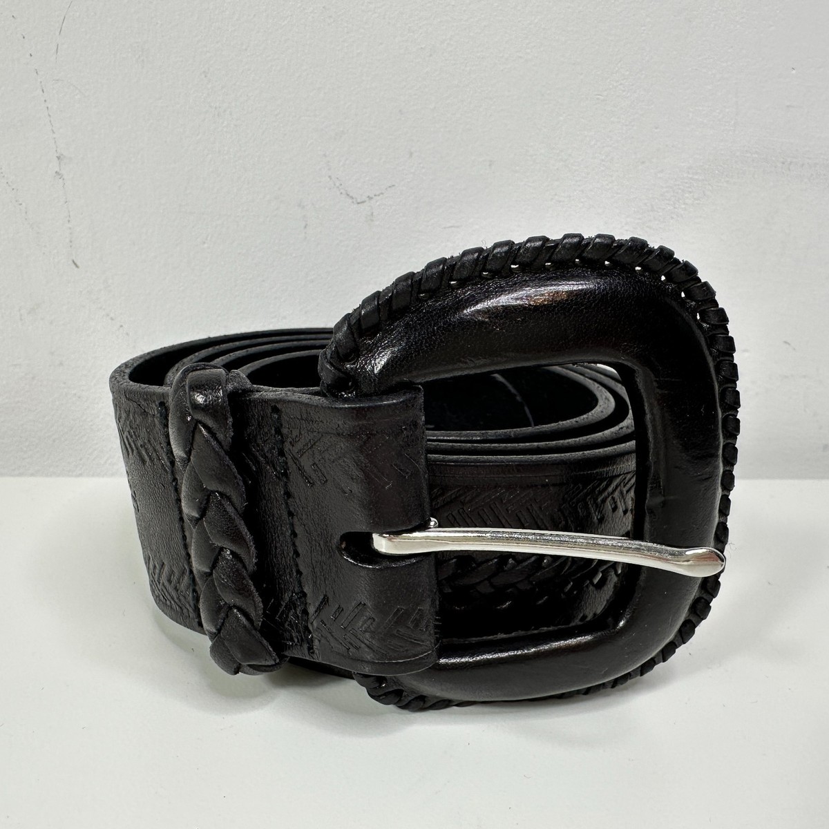 Lauren Ralph Lauren Black Horsebit Belt Sz M equestrian leather silver women Lauren Ralph Lauren Size M Silver Belts for Women for sale  main image 3