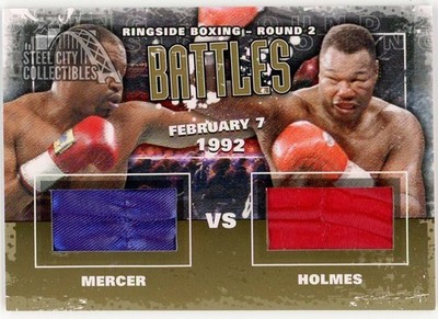 Ray Mercer Larry Holmes 2011 ITG Ringside Boxing Battles Gold Trunk Card B10 /10