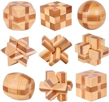 9 Stück Knobelspiele Holz, Geschicklichkeits...