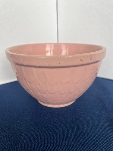VTG McCoy 7" W Pink Mixing Bowl Fish Scale Pattern Medium Sized 4.25" Tall-L@@K!