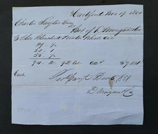 1851 antique D MORGAN & CO hartford ct WHALE OIL RECEIPT Chas TAYLOR ad BILLHEAD