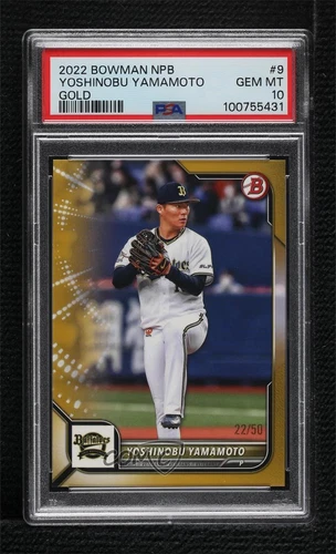 2022 Bowman NPB Gold 22/50 Yoshinobu Yamamoto #9 PSA 10 GEM MT