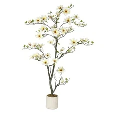 6FT Faux Magnolia Plants Artificial Flower Trees Fake Plants For Yard 10in 6ft