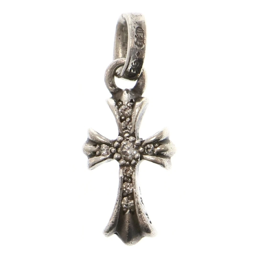 CHROME HEARTS Ciondolo Cromo Cuori CRS BBYFAT P DMND Bambino Grasso Diamante Top Argento Usato58