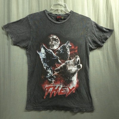 They wolfpac Mens Small T-Shirt Wolves Howling at the Moon Cotton short sleeve