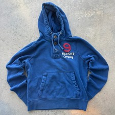 Vintage Y2k Hollister Embroidered Longsleve Surf Blue Hoodie Sweatshirt Men's XL