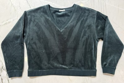 Marine Layer Velour Corduroy V-Neck Sweatshirt Green Gables Size Large