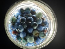 10x 5/8" Jabo Classics Marbles Lot Blues, Powder Blues, Grays Non-UV