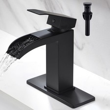 Waterfall Bathroom Faucet Black - Single Handle Bathroom Sink Faucets 1 or 3