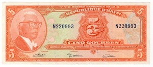 HAITI P-212 5 Gourdes 1973 Nice Grade