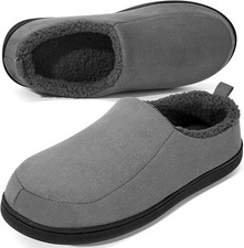 Mens Moccasin Slippers Indoor Outdoor House Slippers Warm Plush Fuzzy Memory ...