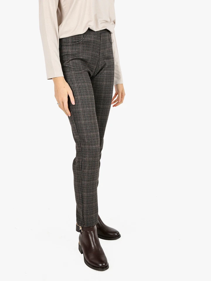 Gladys Leggings donna pied de poule con interno in pile - marrone - Immagine 2 di 4