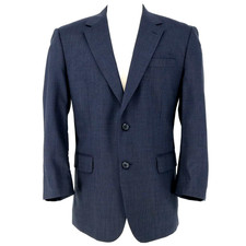 Jos A Bank Sport Coat Mens 44R Navy Blue Wool Lined Blazer Jacket Single Vent