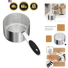1PCS 1CUP237ml Dog Cat Food Scoop, Stainless Steel Measuring Cup, Metal Pet S...