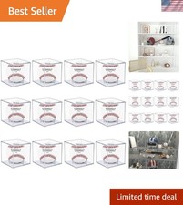 12 Pack UV Protected Acrylic Boxes for Display,Clear Display Case Baseball Cu...