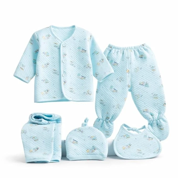 First Kick Presents New Born Baby Summer Wear Baby Clothes 5Pcs Sets 100% Cotton