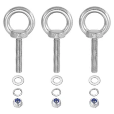 3Pcs M8 x 50mm 304 Stainless Steel Lifting Shoulder Eye Bolt with Nuts Washers