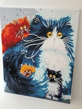 Painting Silly Cats Completed Paint  By Numbers  16 x 20’, Acrylic