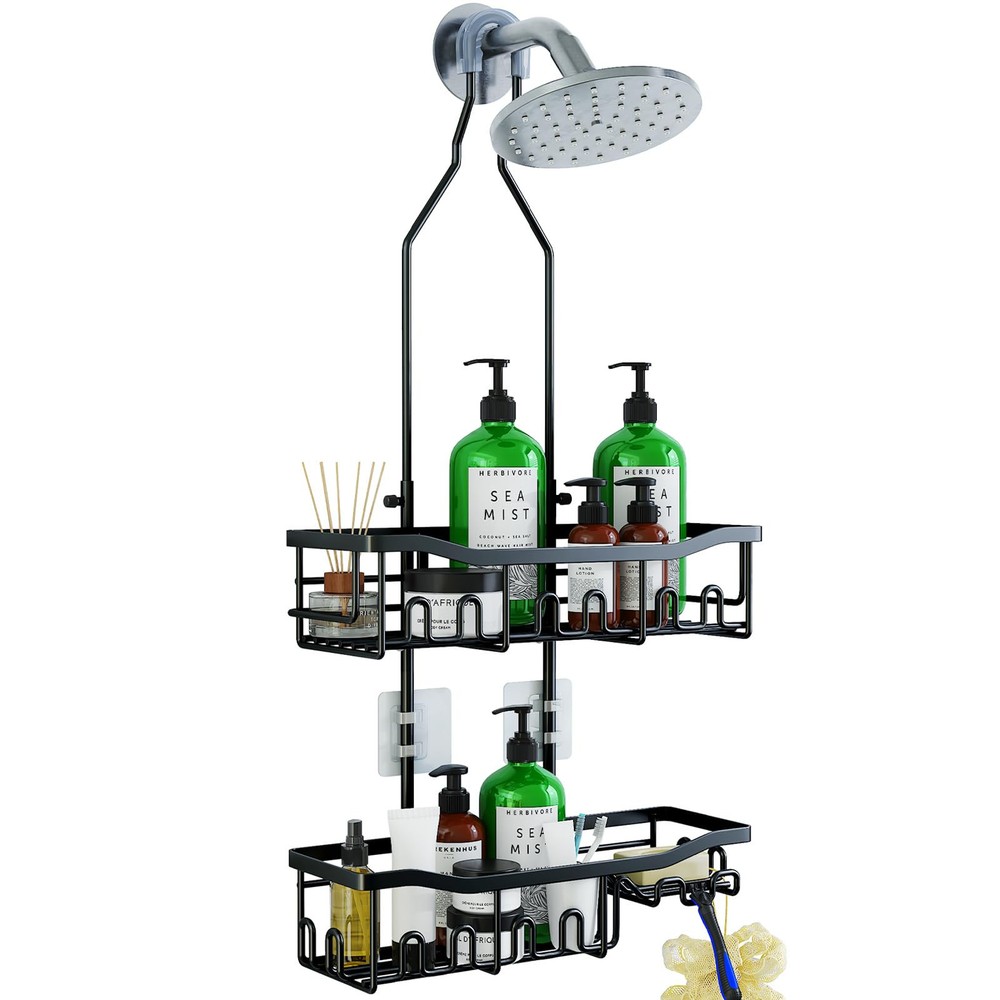 Shower Caddy, Upgraded Extended Length Shower Caddy Over Showerhead No Blocki...