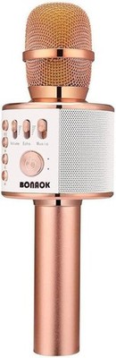 BONAOK Q37 Q36 Q78 Wireless Bluetooth Karaoke Microphone Speaker Rose Gold