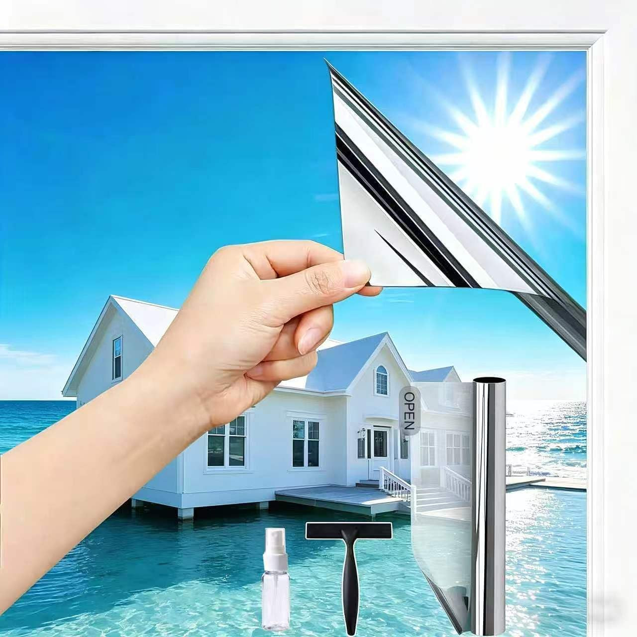 Silver 110X400Cm  Reflective One Way Window Film Privacy Heat, Mirror Window Fil