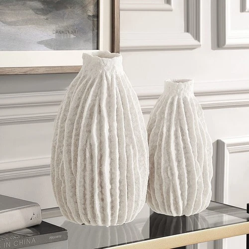 Uttermost Ivory Ridge Vases Set of 2 - Picture 2 of 3
