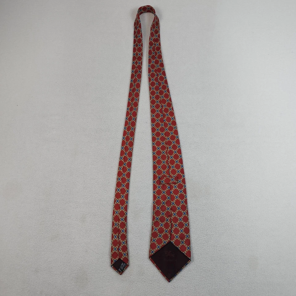 Corbata vintage Burberrys de seda geométrica para hombre hecha en Francia clásica años 90 Foto 3 de 4