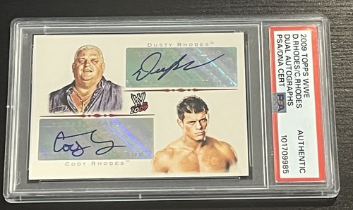 2009 WWE Topps DUSTY RHODES & CODY Rhodes Dual Autograph Card PSA Certified