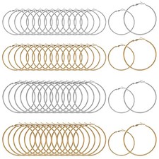 64PCS Hoop Earrings Beading Earrings Finding Hypoallergenic Round Stainless S...