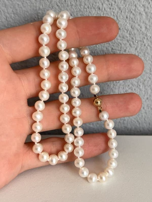 Exklusive Perlenkette Naturperlen 585 Goldverschluss 45cm 23,09g Damen Collier - Bild 1 von 3