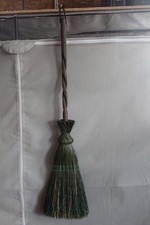 Hearth Broom Twisted Handle Green Dyed Straw App. 35" Handmade