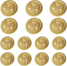 14-Piece Gold Blazer Button Set for Suits, Coats, and Uniforms