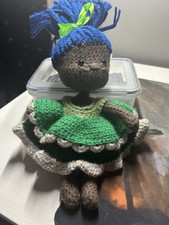 Crocheted 9in Doll With Two Outfits