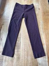 Erica Taylor Women's Burgundy Straight Leg Cropped Dress Pants Pull On Medium