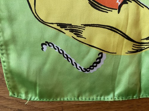 Wyoming Souvenir Vintage State Head Scarf Chartreuse Satin Acetate Souvenir 28” - Picture 2 of 12