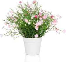 Artificial Babys Breath Potted Fake Plants with Flowers Faux Plants Indoor for H