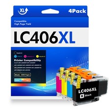 4 Pack Compatible LC406XL LC406 Extra Capacity Ink Cartridge for Brother Printer
