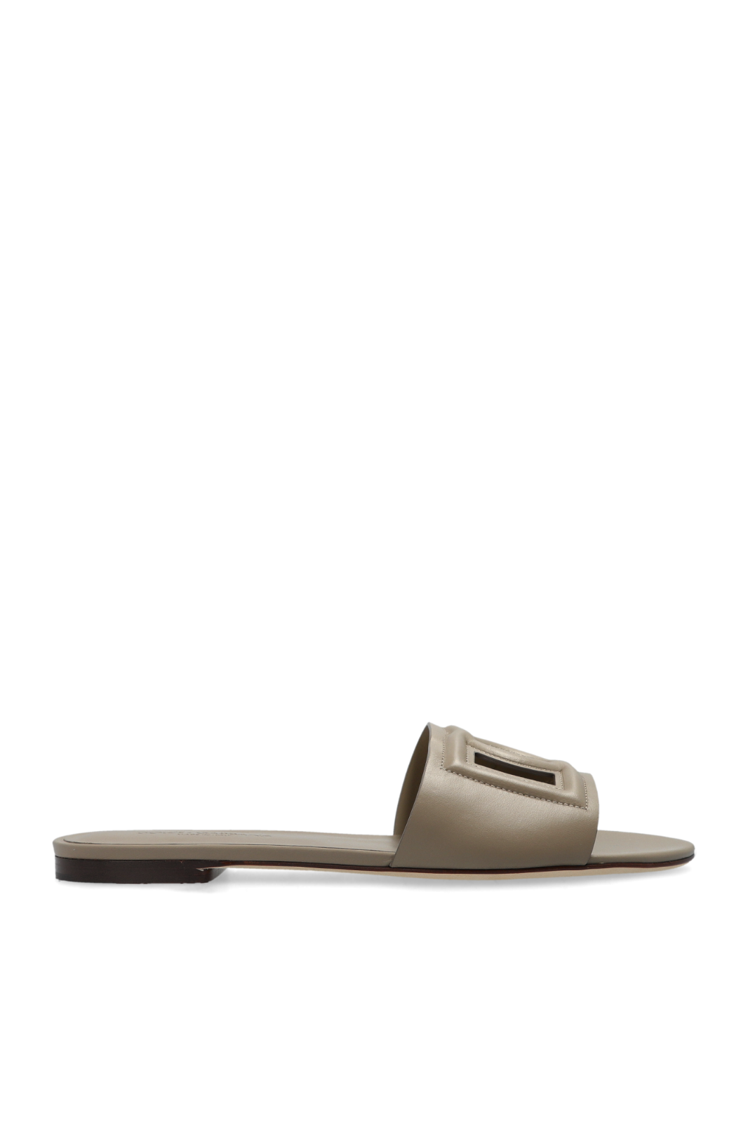 DOLCE&GABBANA Gray Leather Slides New & Authentic