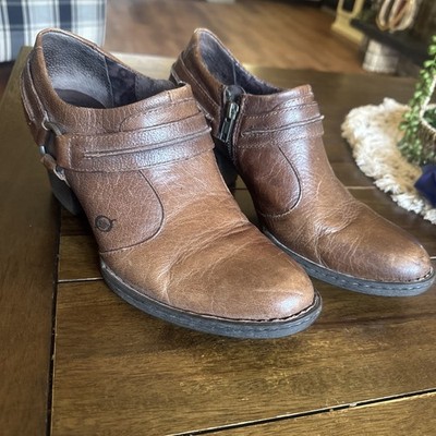 Born Shoes Womens 10 Brown Leather Harness Ankle Zip Boots Boho Western Y2K
