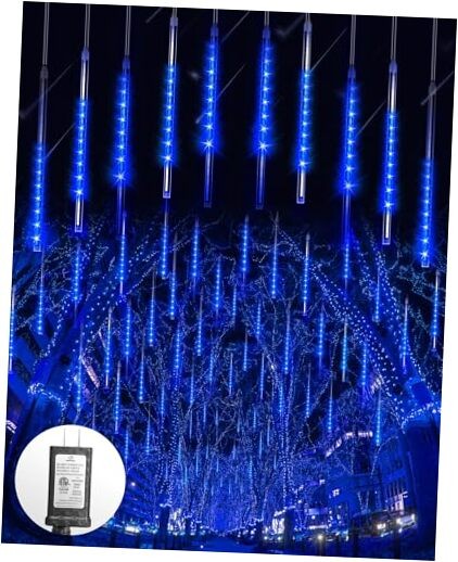360 LED Meteor Shower Christmas Lights Outdoor 10 Tubes 16 Inch Blue